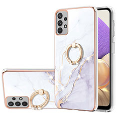 Silicone Candy Rubber Gel Fashionable Pattern Soft Case Cover with Finger Ring Stand Y05B for Samsung Galaxy A53 5G White