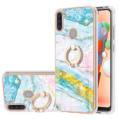 Silicone Candy Rubber Gel Fashionable Pattern Soft Case Cover with Finger Ring Stand Y05B for Samsung Galaxy M11 Colorful