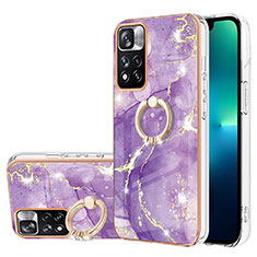 Silicone Candy Rubber Gel Fashionable Pattern Soft Case Cover with Finger Ring Stand Y05B for Xiaomi Mi 11i 5G (2022) Purple