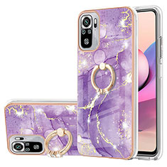 Silicone Candy Rubber Gel Fashionable Pattern Soft Case Cover with Finger Ring Stand Y05B for Xiaomi Poco M5S Purple