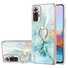 Silicone Candy Rubber Gel Fashionable Pattern Soft Case Cover with Finger Ring Stand Y05B for Xiaomi Redmi Note 10 Pro 4G Green