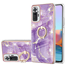 Silicone Candy Rubber Gel Fashionable Pattern Soft Case Cover with Finger Ring Stand Y05B for Xiaomi Redmi Note 10 Pro 4G Purple