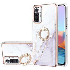 Silicone Candy Rubber Gel Fashionable Pattern Soft Case Cover with Finger Ring Stand Y05B for Xiaomi Redmi Note 10 Pro 4G White