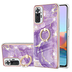 Silicone Candy Rubber Gel Fashionable Pattern Soft Case Cover with Finger Ring Stand Y05B for Xiaomi Redmi Note 10 Pro Max Purple