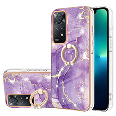Silicone Candy Rubber Gel Fashionable Pattern Soft Case Cover with Finger Ring Stand Y05B for Xiaomi Redmi Note 11 Pro 5G Purple