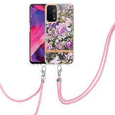 Silicone Candy Rubber Gel Fashionable Pattern Soft Case Cover with Finger Ring Stand Y06B for Oppo A93 5G Clove Purple
