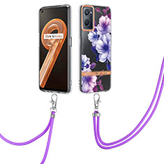 Silicone Candy Rubber Gel Fashionable Pattern Soft Case Cover with Finger Ring Stand Y06B for Oppo A96 4G Purple