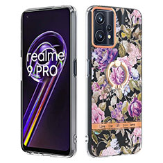 Silicone Candy Rubber Gel Fashionable Pattern Soft Case Cover with Finger Ring Stand Y06B for Realme Q5 5G Clove Purple