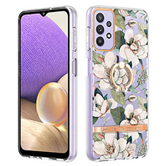 Silicone Candy Rubber Gel Fashionable Pattern Soft Case Cover with Finger Ring Stand Y06B for Samsung Galaxy A13 4G White