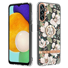 Silicone Candy Rubber Gel Fashionable Pattern Soft Case Cover with Finger Ring Stand Y06B for Samsung Galaxy A13 5G White