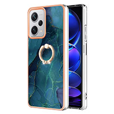 Silicone Candy Rubber Gel Fashionable Pattern Soft Case Cover with Finger Ring Stand YB1 for Xiaomi Redmi Note 12 Explorer Green