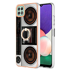 Silicone Candy Rubber Gel Fashionable Pattern Soft Case Cover with Finger Ring Stand YB2 for Samsung Galaxy A22 5G Colorful