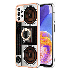 Silicone Candy Rubber Gel Fashionable Pattern Soft Case Cover with Finger Ring Stand YB2 for Samsung Galaxy A72 4G Colorful