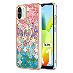 Silicone Candy Rubber Gel Fashionable Pattern Soft Case Cover with Finger Ring Stand YB3 for Xiaomi Poco C50 Colorful