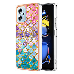 Silicone Candy Rubber Gel Fashionable Pattern Soft Case Cover with Finger Ring Stand YB3 for Xiaomi Poco X4 GT 5G Colorful