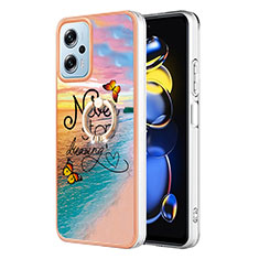 Silicone Candy Rubber Gel Fashionable Pattern Soft Case Cover with Finger Ring Stand YB3 for Xiaomi Poco X4 GT 5G Mixed