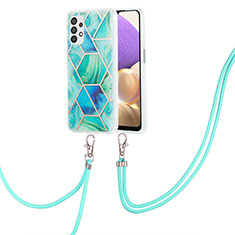 Silicone Candy Rubber Gel Fashionable Pattern Soft Case Cover with Lanyard Strap Y01B for Samsung Galaxy A23 4G Green