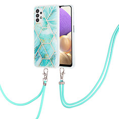 Silicone Candy Rubber Gel Fashionable Pattern Soft Case Cover with Lanyard Strap Y01B for Samsung Galaxy A23 4G Matcha Green