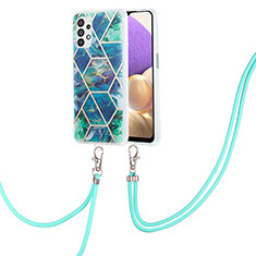 Silicone Candy Rubber Gel Fashionable Pattern Soft Case Cover with Lanyard Strap Y01B for Samsung Galaxy A23 4G Midnight Green