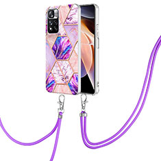 Silicone Candy Rubber Gel Fashionable Pattern Soft Case Cover with Lanyard Strap Y01B for Xiaomi Mi 11i 5G (2022) Clove Purple