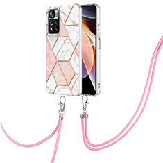 Silicone Candy Rubber Gel Fashionable Pattern Soft Case Cover with Lanyard Strap Y01B for Xiaomi Mi 11i 5G (2022) Pink