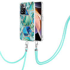 Silicone Candy Rubber Gel Fashionable Pattern Soft Case Cover with Lanyard Strap Y01B for Xiaomi Poco X4 NFC Green