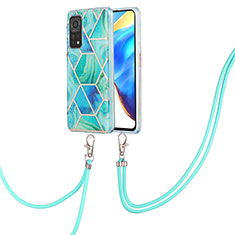 Silicone Candy Rubber Gel Fashionable Pattern Soft Case Cover with Lanyard Strap Y01B for Xiaomi Redmi K30S 5G Green