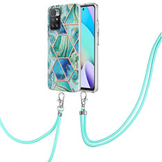 Silicone Candy Rubber Gel Fashionable Pattern Soft Case Cover with Lanyard Strap Y01B for Xiaomi Redmi Note 11 4G (2021) Green