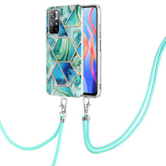 Silicone Candy Rubber Gel Fashionable Pattern Soft Case Cover with Lanyard Strap Y01B for Xiaomi Redmi Note 11 5G Green