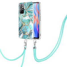 Silicone Candy Rubber Gel Fashionable Pattern Soft Case Cover with Lanyard Strap Y01B for Xiaomi Redmi Note 11 5G Matcha Green