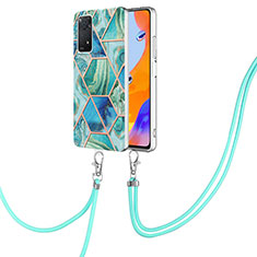 Silicone Candy Rubber Gel Fashionable Pattern Soft Case Cover with Lanyard Strap Y01B for Xiaomi Redmi Note 11 Pro 4G Green