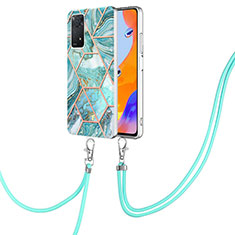 Silicone Candy Rubber Gel Fashionable Pattern Soft Case Cover with Lanyard Strap Y01B for Xiaomi Redmi Note 11 Pro 4G Matcha Green