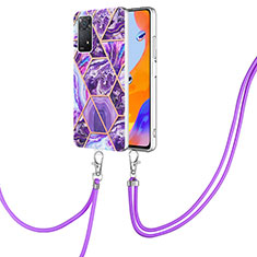 Silicone Candy Rubber Gel Fashionable Pattern Soft Case Cover with Lanyard Strap Y01B for Xiaomi Redmi Note 11 Pro 5G Purple