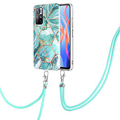 Silicone Candy Rubber Gel Fashionable Pattern Soft Case Cover with Lanyard Strap Y01B for Xiaomi Redmi Note 11T 5G Matcha Green