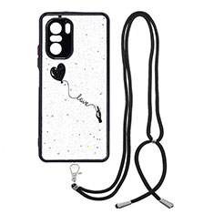 Silicone Candy Rubber Gel Fashionable Pattern Soft Case Cover with Lanyard Strap Y01X for Xiaomi Mi 11i 5G Black