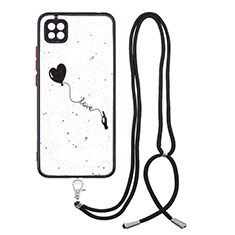 Silicone Candy Rubber Gel Fashionable Pattern Soft Case Cover with Lanyard Strap Y01X for Xiaomi POCO C3 Black