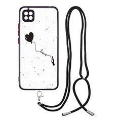 Silicone Candy Rubber Gel Fashionable Pattern Soft Case Cover with Lanyard Strap Y01X for Xiaomi Redmi 9 Activ Black