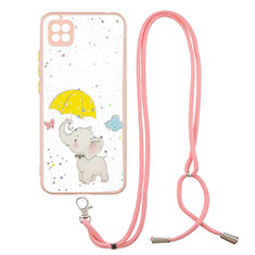 Silicone Candy Rubber Gel Fashionable Pattern Soft Case Cover with Lanyard Strap Y01X for Xiaomi Redmi 9 Activ Yellow