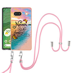 Silicone Candy Rubber Gel Fashionable Pattern Soft Case Cover with Lanyard Strap Y03B for Google Pixel 7a 5G Mixed