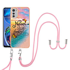 Silicone Candy Rubber Gel Fashionable Pattern Soft Case Cover with Lanyard Strap Y03B for Motorola Moto E32s Mixed