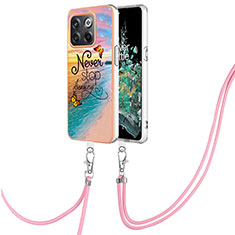 Silicone Candy Rubber Gel Fashionable Pattern Soft Case Cover with Lanyard Strap Y03B for OnePlus Ace Pro 5G Mixed