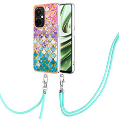 Silicone Candy Rubber Gel Fashionable Pattern Soft Case Cover with Lanyard Strap Y03B for OnePlus Nord CE 3 Lite 5G Colorful