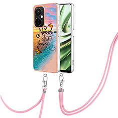 Silicone Candy Rubber Gel Fashionable Pattern Soft Case Cover with Lanyard Strap Y03B for OnePlus Nord N30 5G Mixed