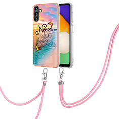 Silicone Candy Rubber Gel Fashionable Pattern Soft Case Cover with Lanyard Strap Y03B for Samsung Galaxy A04s Mixed