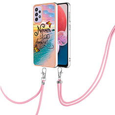 Silicone Candy Rubber Gel Fashionable Pattern Soft Case Cover with Lanyard Strap Y03B for Samsung Galaxy A13 4G Mixed