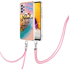 Silicone Candy Rubber Gel Fashionable Pattern Soft Case Cover with Lanyard Strap Y03B for Samsung Galaxy A23 5G Mixed