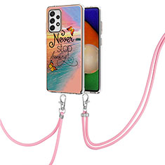 Silicone Candy Rubber Gel Fashionable Pattern Soft Case Cover with Lanyard Strap Y03B for Samsung Galaxy A52s 5G Mixed