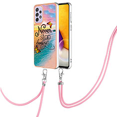 Silicone Candy Rubber Gel Fashionable Pattern Soft Case Cover with Lanyard Strap Y03B for Samsung Galaxy A53 5G Mixed