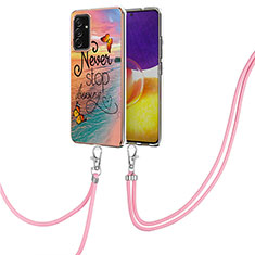 Silicone Candy Rubber Gel Fashionable Pattern Soft Case Cover with Lanyard Strap Y03B for Samsung Galaxy A54 5G Mixed