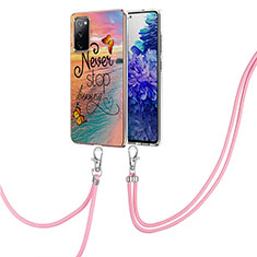 Silicone Candy Rubber Gel Fashionable Pattern Soft Case Cover with Lanyard Strap Y03B for Samsung Galaxy S20 Lite 5G Mixed